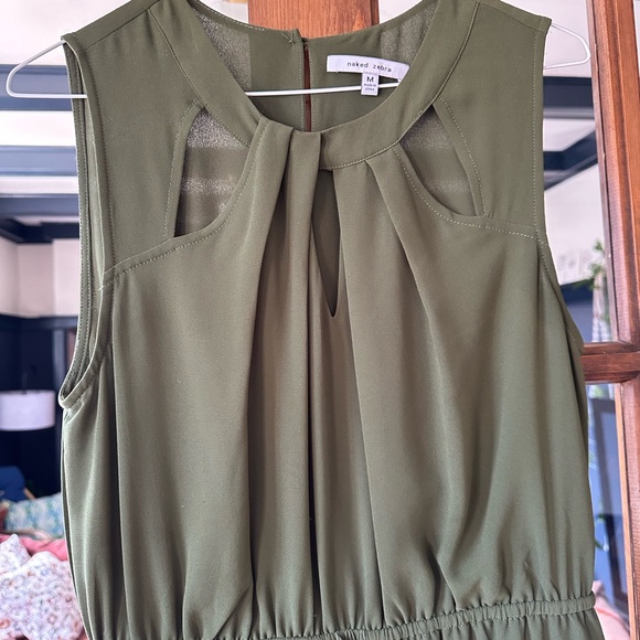 Olive green dress with collar cut outs - Picture 6 of 7